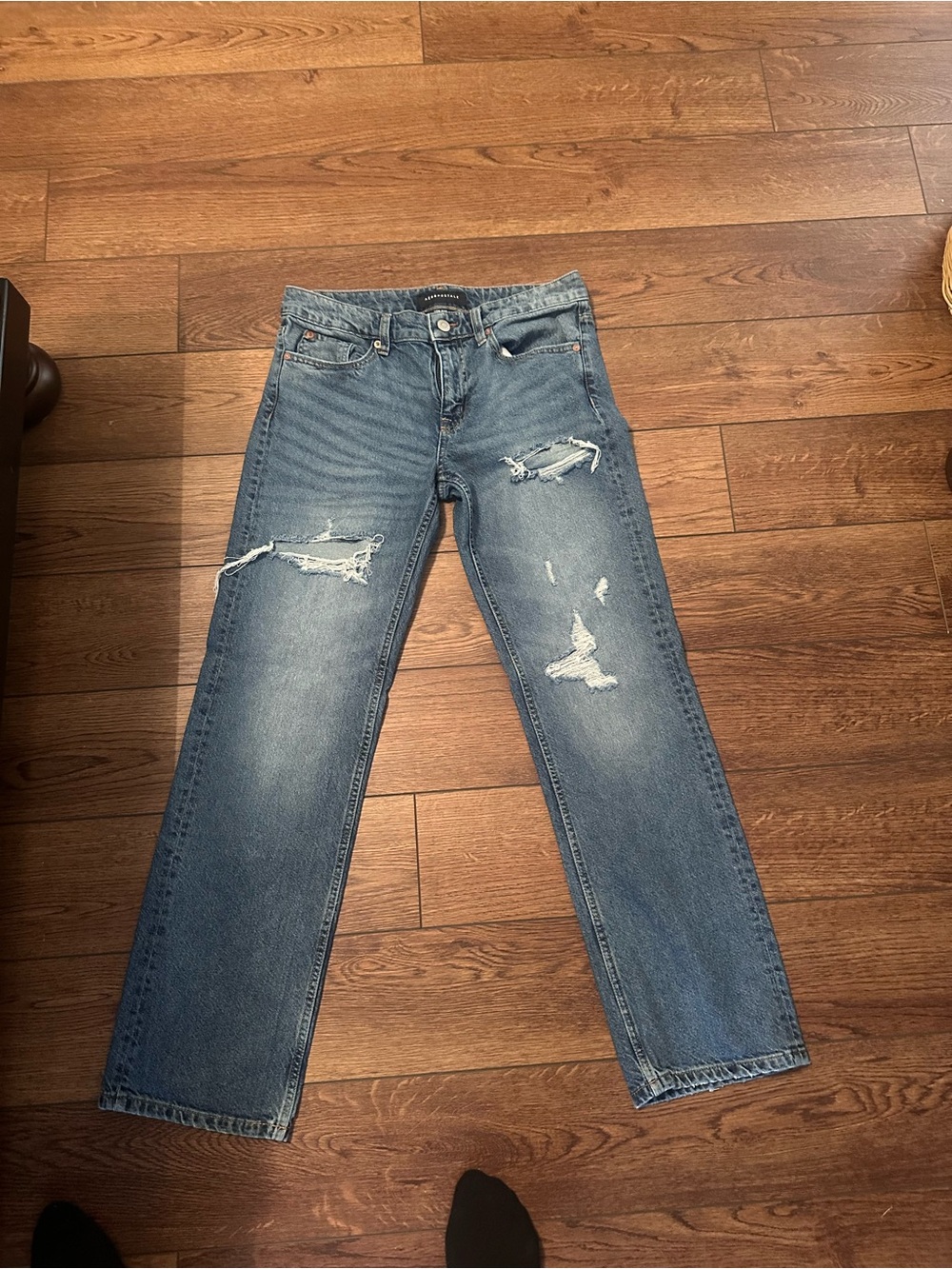 Aeropostale Distressed Blue Straight-Leg Jeans